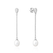 Cercei argint lungi cu lantisor, perle naturale si cristale DiAmanti SK19367E_W-G